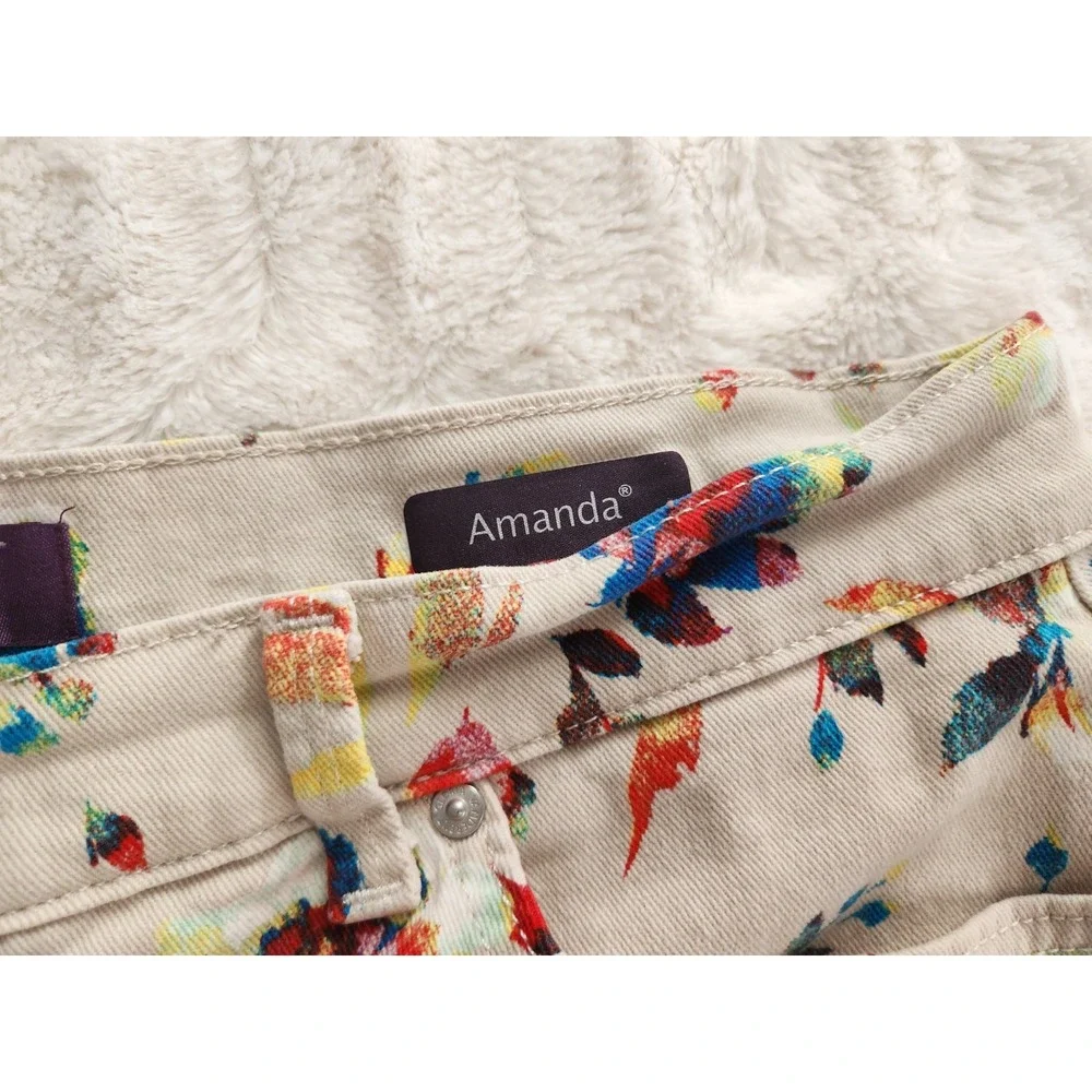Gloria Vanderbilt Amanda Denim Floral Print Shorts Womens‎ Size 14 Inseam 5